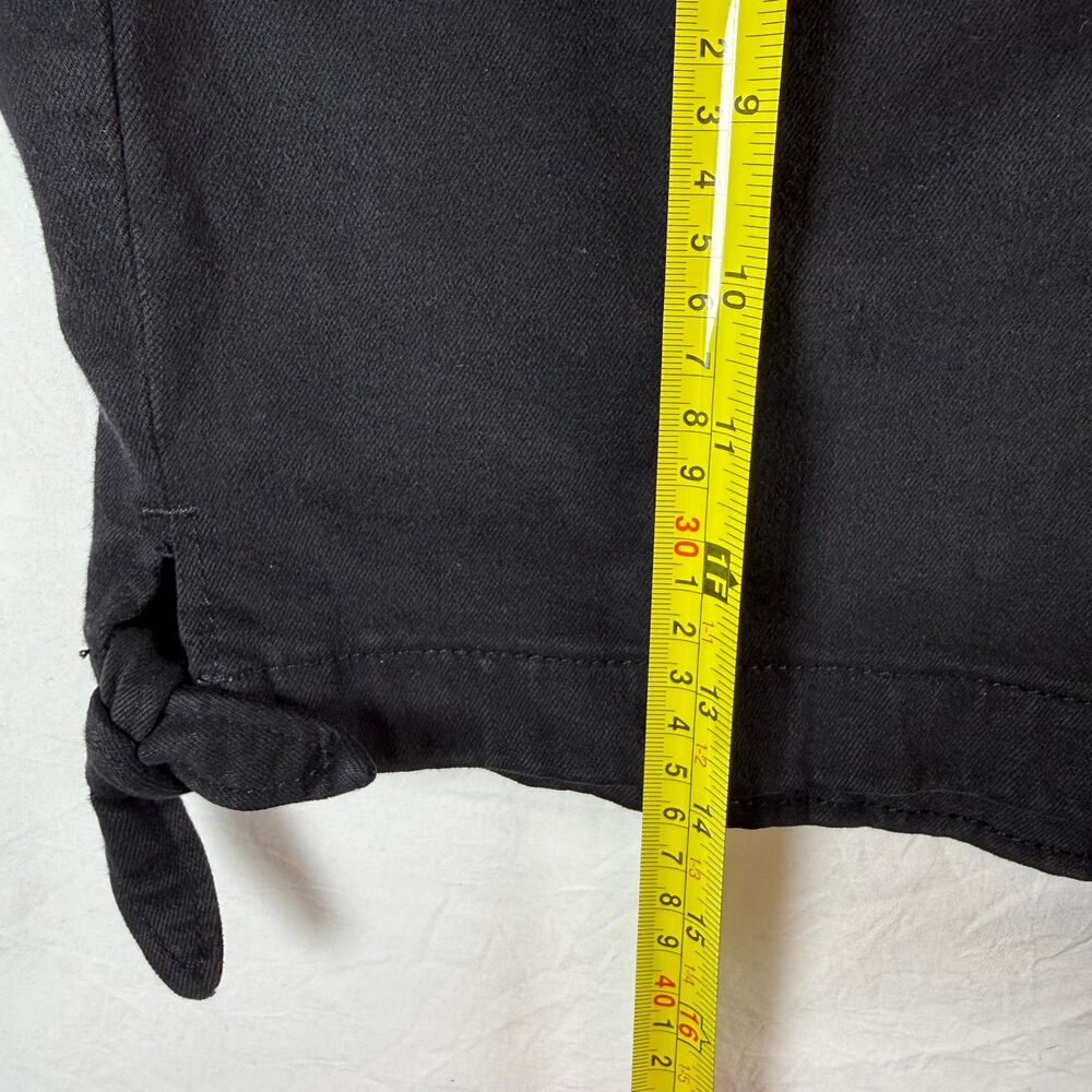 LOFT Black Denim Shorts with Tie Hem Detail Size 34/18 NWT - Picture 9 of 10
